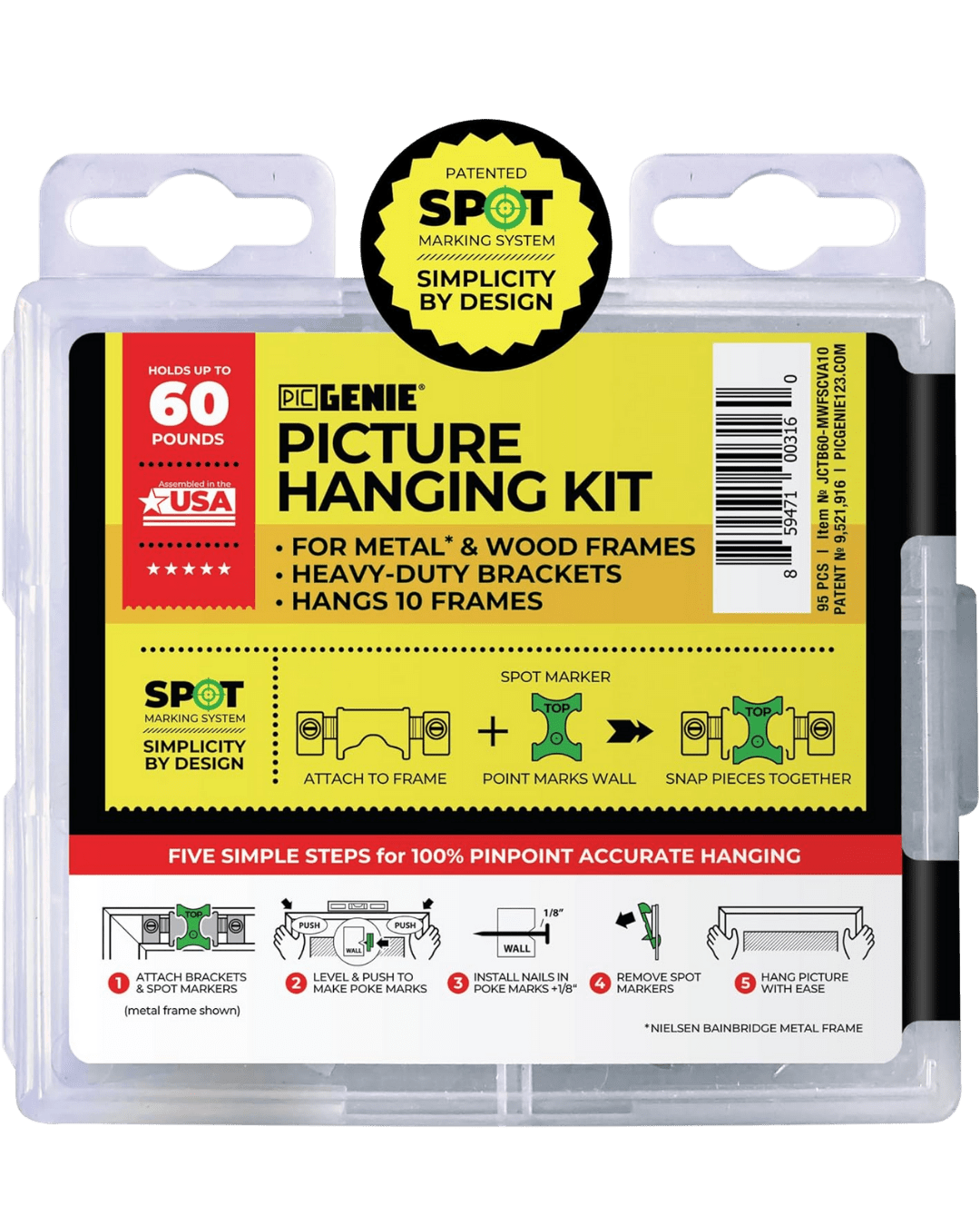 Picture Hanging Kit for Metal Picture Frames Up to 60 lbs